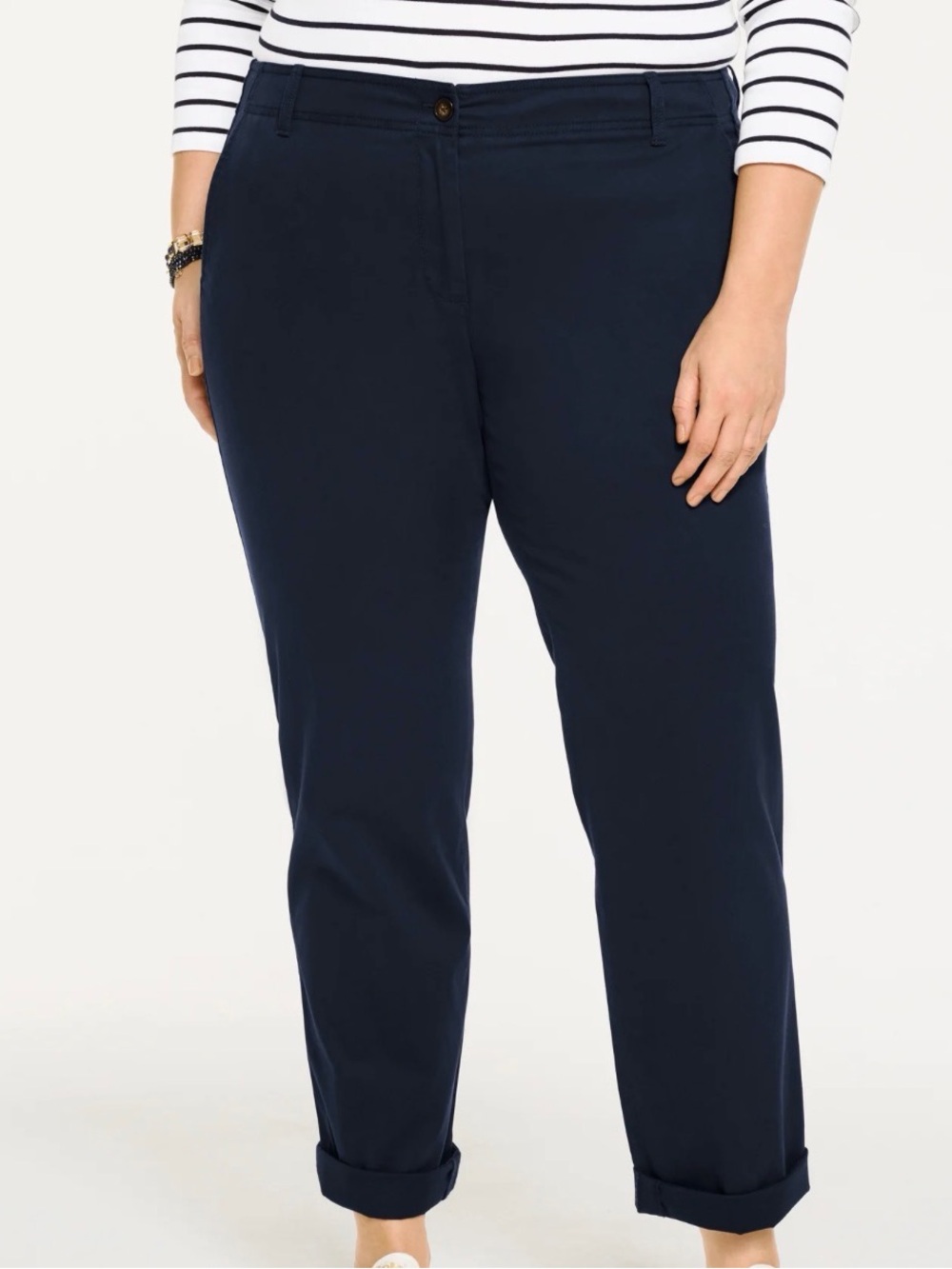 Talbots Navy Straight-Leg Chino Pants